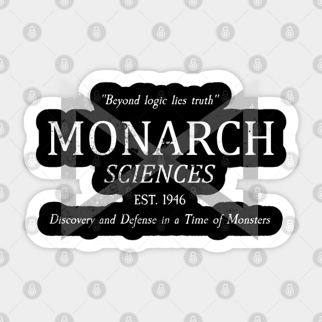 Monarch Sciences Retro, distressed Sticker by hauntedjack